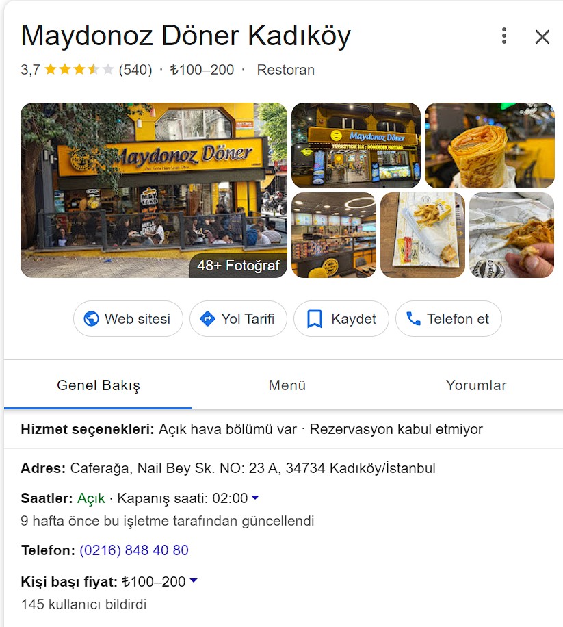Maydonoz Döner Kadıköy MekanYorumlari.com